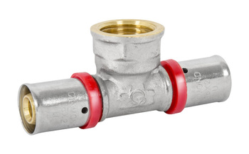 Diamantové T-kus PEX-AL-PEX 16x1/2x16 lisovaný vnitřní závit mosaz FZZ-008.1/2X16X16.TD