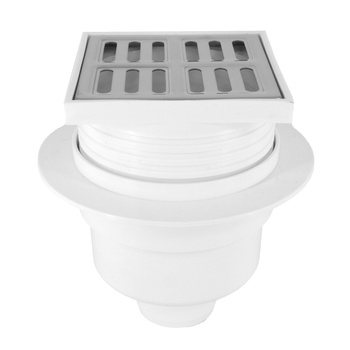 DES Group polohovatelný kanalizační rošt fi50 10x10cm kovové bílé dno