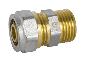 Diamantový konektor ZŁ-CH PEX-AL-PEX vnější závit 16x1/2" mosaz FTN-001.1/2X16.ZŁ.CH