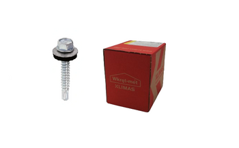 Screw-Met, samořezný šroub s EPDM podložkou pro podélné upevnění plechu, překrývající se, pozinkovaný, 4,8x19mm, 250 kusů WSBP-48019