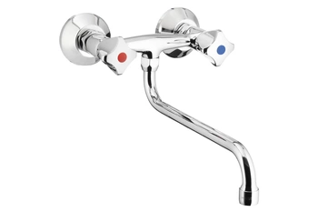 KFA Fittings Standardní dřezová baterie, nástěnná, dlouhý výtok, chrom 300-610-00