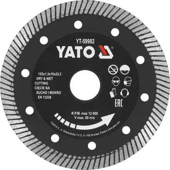 Diamantový řezný kotouč Yato Turbo 125 mm na kameninu YT-59982