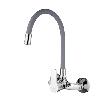 Invena nástěnná dřezová baterie, šedá, flexibilní výtok BC-82-E5S