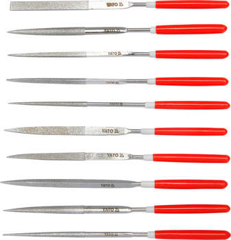 Sada diamantových pilníků na jehličnany Yato 3x140x50 mm, 10 dílů YT-6144