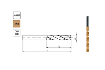 Vrták spirálový ventilátor HSSE DIN-338 Inox TN2 11mm W2-103811-1100