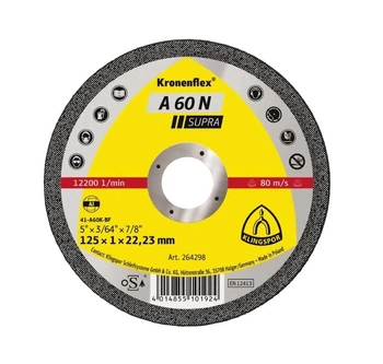 Klingspor kovový řezný kotouč 125x1x22,23mm A60N Supra 264298