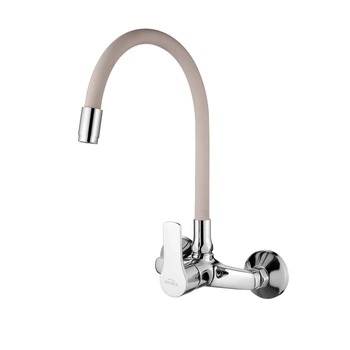 Invena nástěnná dřezová baterie, béžová, flexibilní výtok BC-82-E3S