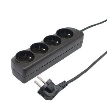 Elgotech čtyřnásobný prodlužovací kabel s uzemněním, černý 1,5 m EPS-401.5-2