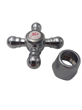 Diamantový retro knoflík na vodovodní baterii chrom Hot red POK.E-RETRO