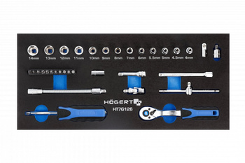 Sada nářadí Hogert s ráčnou 1/4" 34 ks. EVA vložka HT7G126