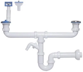 Tycner dvoutrubkový dřezový sifon s vývodem pro pračku, myčku 1239