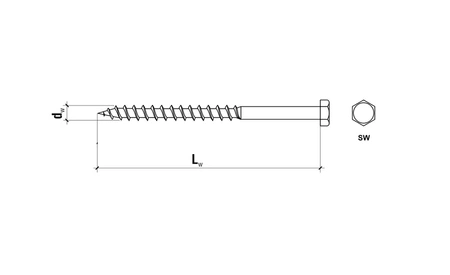 Vrut do dřeva se šestihrannou hlavou, pozinkovaný DIN 571 10x140mm