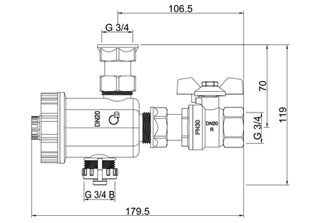 Diamantový magnetický filtr 3/4" separátor nečistot ART.16-20