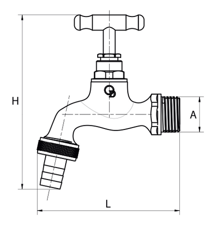 Diamantový uzavírací ventil s 1/2" hadicovou spojkou ART.205-1/2.CH