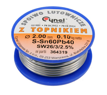 Cynel pájecí pojivo s tavidlem Sn60Pb40 2 mm 100 g 76818