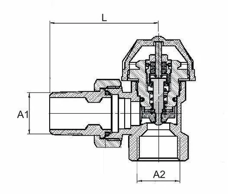 Diamantový termostatický ventil bez hlavice 1/2" hranatý ART.402-15.K
