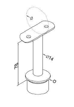 Podpěra zábradlí 42,4mm vlepená do sloupku 42,4x2mm AISI 304 leštěná