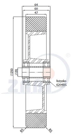 Zabi hliník-polyuretanové kolo 250mm A90P
