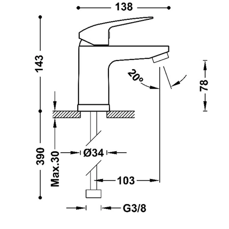 Umyvadlová baterie Tres Base Plus chromová 21610303