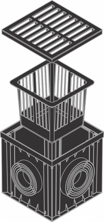 ZMM Maxpol studna s košem a PVC roštem 300x300mm A15 grafit 01884