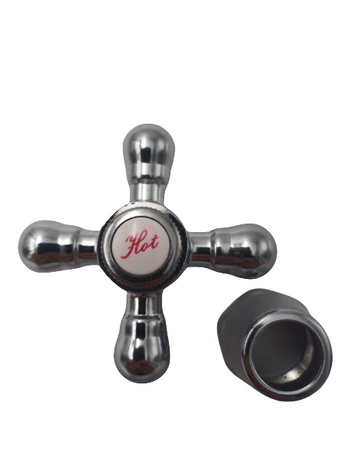 Diamantový retro knoflík na vodovodní baterii chrom Hot red POK.E-RETRO