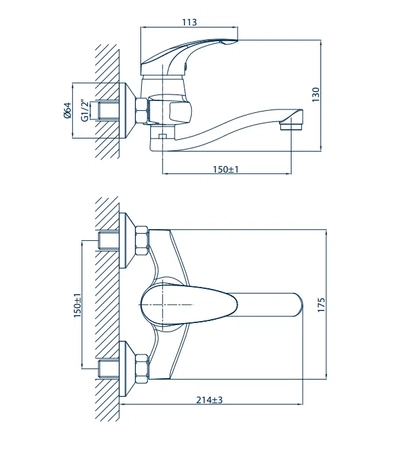 Duro Marron nástěnná umyvadlová baterie D/B-07.04-15
