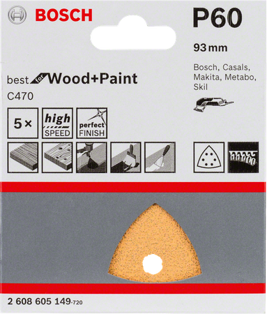 Bosch brusný papír C470 93mm G60 5 kusů 2608605149
