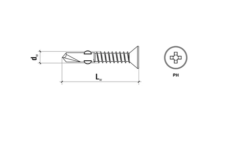 Wkręt-met samovrtný šroub pro připevnění dřevěných prvků k PH oceli 4,8x32mm WSDSK-48032