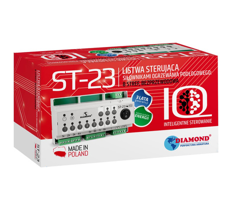 Diamantový bezdrátový pásek ovládající 8zónové aktory podlahového vytápění ST-23