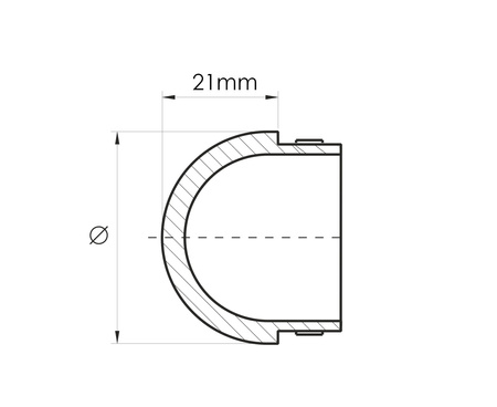 Krytka objektivu vložená do trubky 42,4x2mm AISI 304, leštěná
