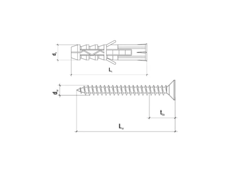 Šroubová rozpěrná hmoždinka se zápustnou hlavou KRX 8x40x40mm 100ks KRX-084040