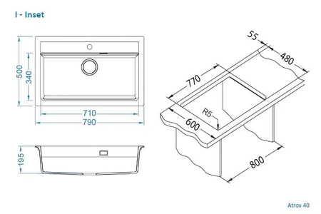 Alveus Atrox Granital 40 dřez, černý, 1miska se sifonem 1140447