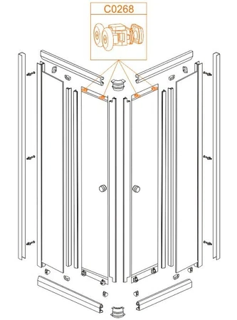 Sanplast kompletní vozík pro kabinu KN KP4/ATB KP4/CG 660-C0268