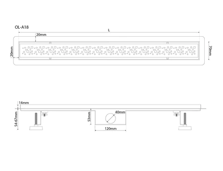 Sea-Horse lineární čtvercová drenáž 70mm OL-A18-70