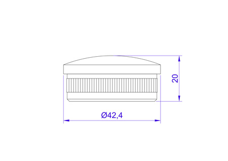 Konvexní zátka vložená do trubky 42,4x2mm AISI 304 leštěná