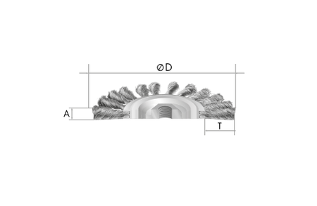 Szczotpol kotoučový kartáč 125mm s maticí M14, opletený, ocelový drát G08TM.45