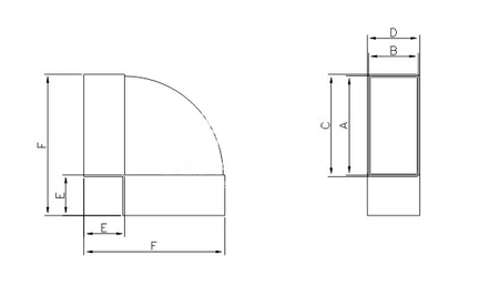 Dospel konektor ploché horizontální koleno D/KPO 110x55 007-0225