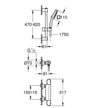 Grohe sprchová baterie s termostatem Grohtherm 1000 DN15 chrom 34820005