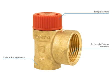 Afriso pojistný ventil pro CH MS 2,5bar Rp3/4" x Rp1" 42386