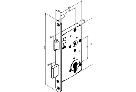 Assa Abloy Lock 72/55 Finský lak bez úderníku levý klíč 2-9009