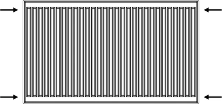 Diamantový ocelový deskový radiátor 550x1100mm s bočním napájením a závěsem 22-550x1100