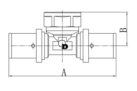 Diamantové T-kus PEX-AL-PEX 16x1/2x16 lisovaný vnitřní závit mosaz FZZ-008.1/2X16X16.TD