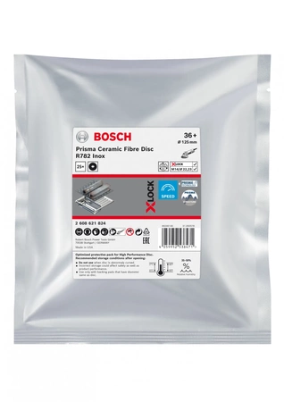 Bosch brusný kotouč Prisma Ceramic Fiber Disc R782 Inox 125x22,23mm G36 se systémem X-Lock 25 kusů 2608621824