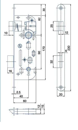 Hobes zadlabací zámek 90/40 s klíčem