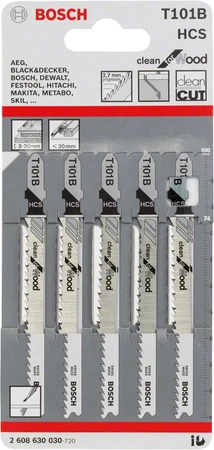 Pilový list do přímočaré pily Bosch T 101 B Clean for Wood 5 kusů 2608630030