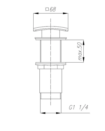 KFA Armatura čtyřhranná zátka click-clack černá s přepadem 660-454-81