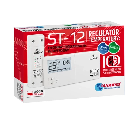 Diamantový týdenní programovatelný bezdrátový regulátor teploty ST-12