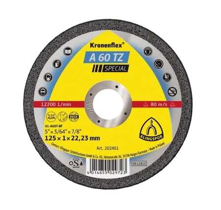 Klingspor kovový řezný kotouč 115x1x22,23mm A60TZ 202400