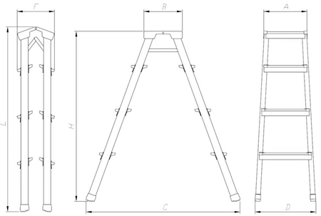 Žebříková stolička Drabex 0,74 m typ 7002