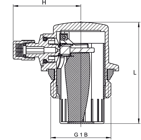 Diamantový automatický odvzdušňovací ventil v zátce 1'' pravý ART.850-25-P